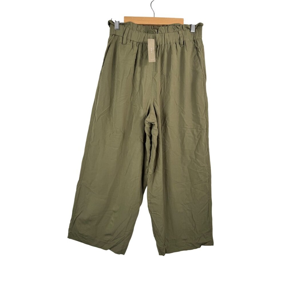 Point sur Wide leg crop‎ high waist relaxed fit paper bag waist pants olive sz 4